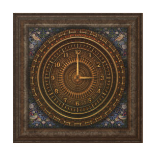 Steampunk Vintage Old-Fashioned Copper Clockwork Wood Wall Art