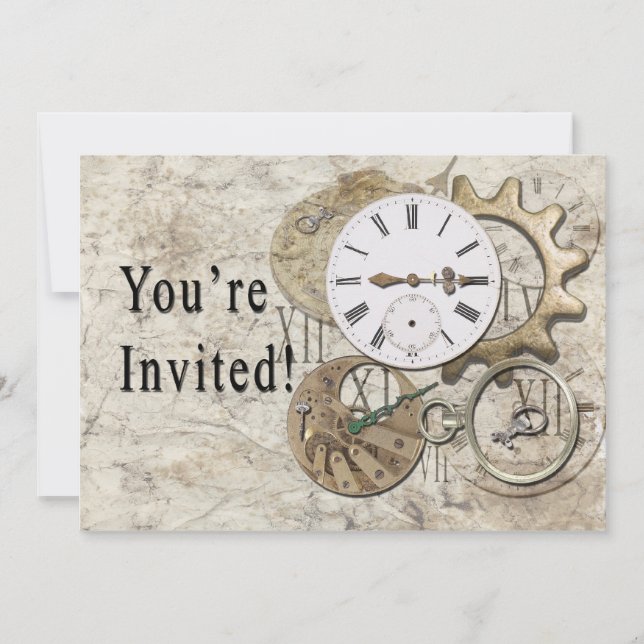 Steampunk Vintage Party Invitation (Front)