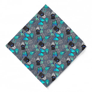 Steampunk Vintage Skull Cogs Butterflies Dragonfly Bandana