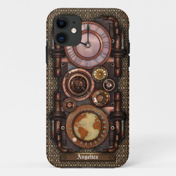 Steampunk Vintage Timepiece #1c Iphone 11 Case by poppycock_cheapskate at Zazzle
