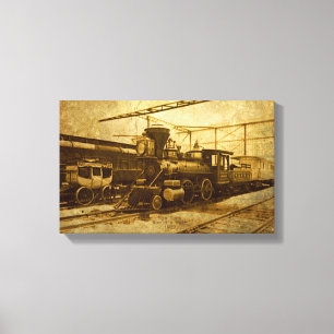 Steampunk Vintage Train on canvas