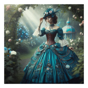 Steampunk Vintage Victorian Garden Lady Photo Print