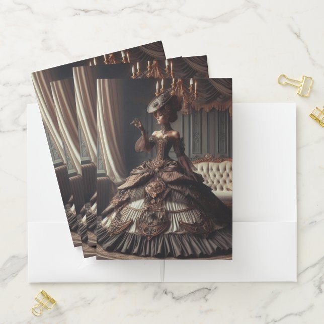 Steampunk Vintage Victorian Gray Lady Pocket Folder (In Situ)