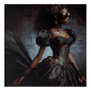Steampunk Vintage Victorian Lady Black Raven Acrylic Print