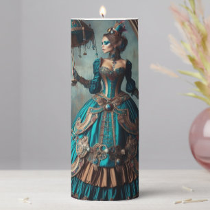 Steampunk Vintage Victorian Lady Circus Performer Pillar Candle