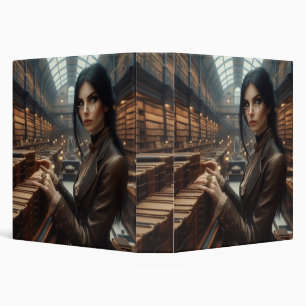 Steampunk Vintage Victorian Lady Librarian 3 Ring Binder