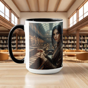 Steampunk Vintage Victorian Lady Librarian  Mug