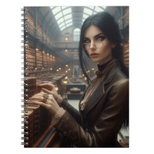 Steampunk Vintage Victorian Lady Librarian Notebook