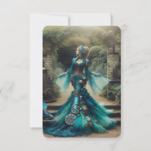 Steampunk Vintage Victorian Lady Teal Mermaid