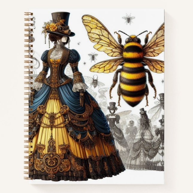Steampunk Vintage Victorian Queen Bee Gown Notebook (Front)