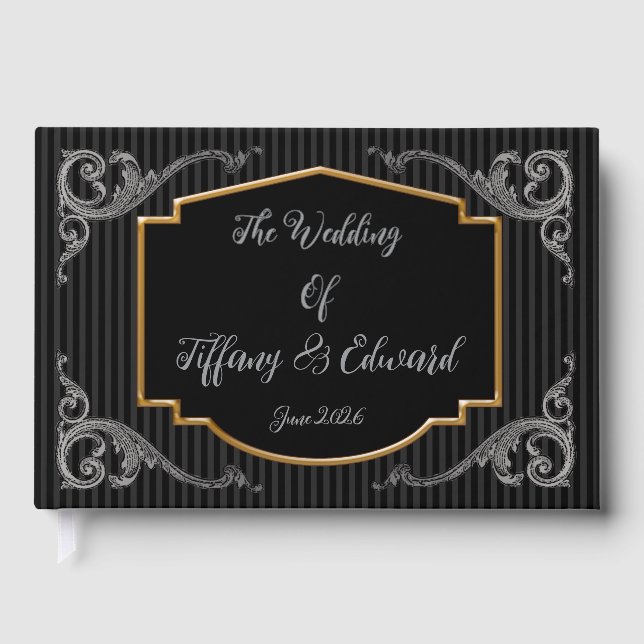 Steampunk Vintage Victorian Wedding Personalized  Guest Book (Front)