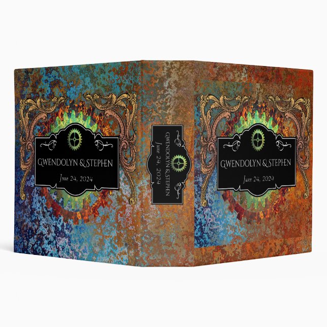 Steampunk Vintage Wedding Personalized  3 Ring Binder (Background)
