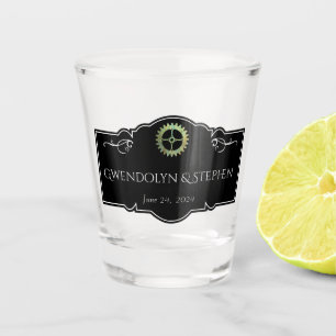 Steampunk Vintage Wedding Personalized Shot Glass
