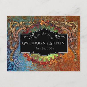 Steampunk Vintage Wedding "Save The Date" Postcard