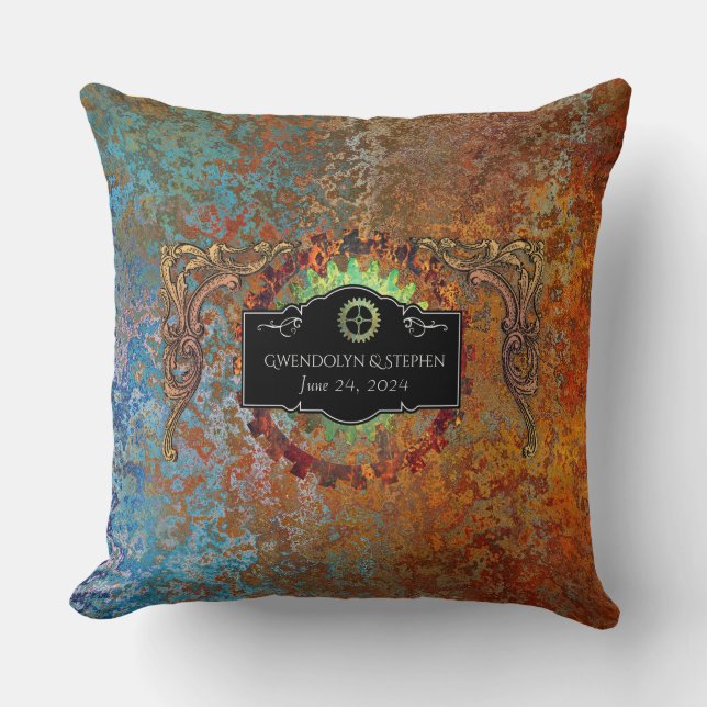 Steampunk Vintage Wedding  Throw Pillow (Front)