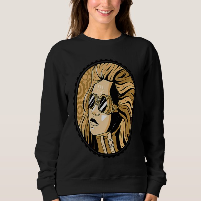 Steampunk vintage woman face sweatshirt (Front)