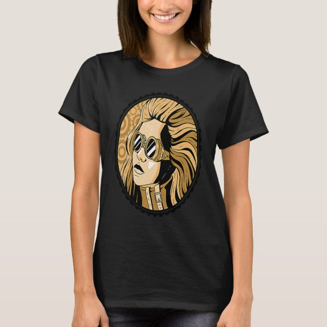 Steampunk vintage woman face T-Shirt (Front)