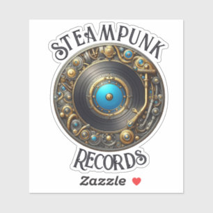 Steampunk Vinyl Records Retro Style Die-cut Sticker