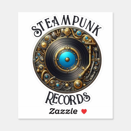 Steampunk Vinyl Records Retro Style Die_cut  Sticker