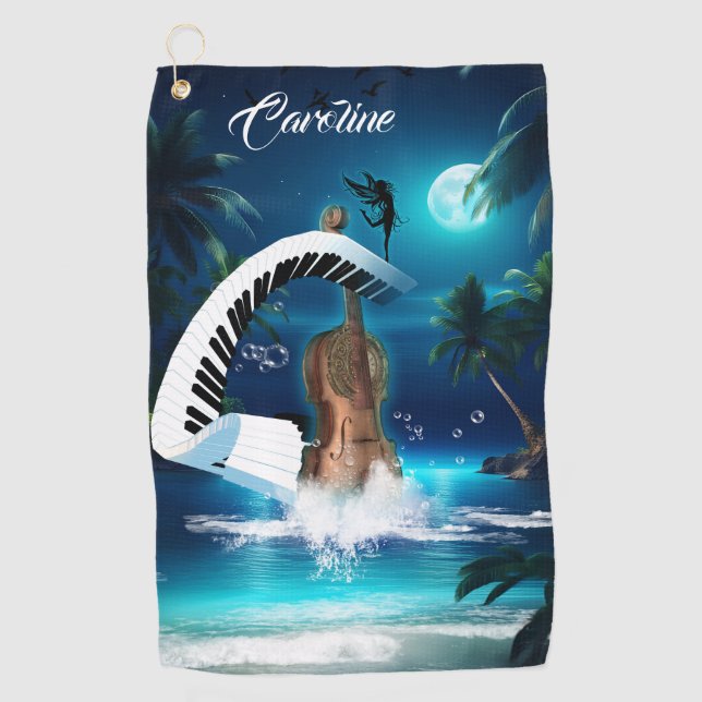 Steampunk Violin with curved piano  Golf Towel (Front)