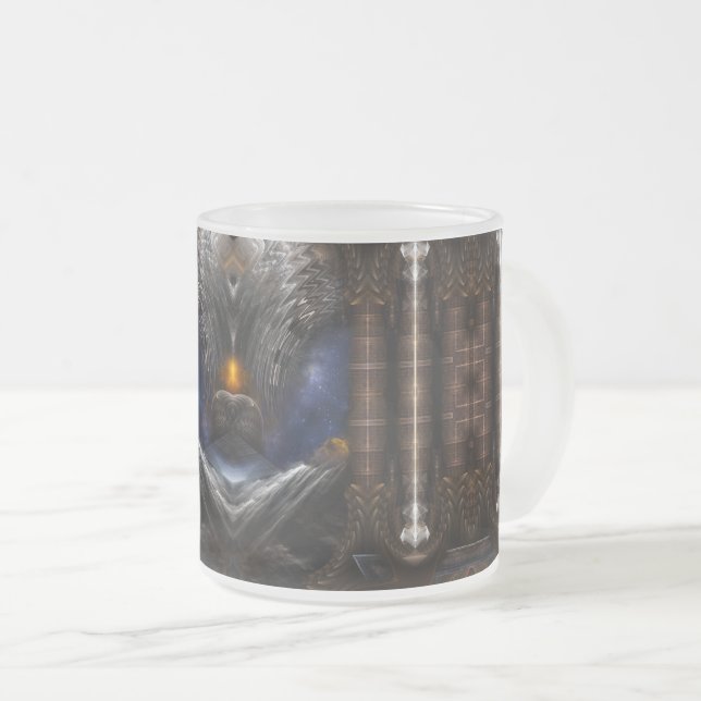 Steampunk Visions Frosted Glass Coffee Mug (Front Right)