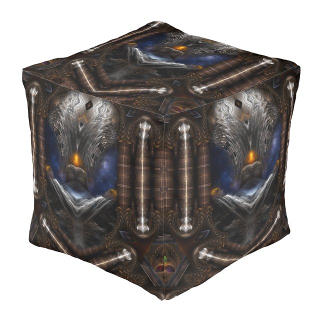 Steampunk Visions Pouf (Angled Front)