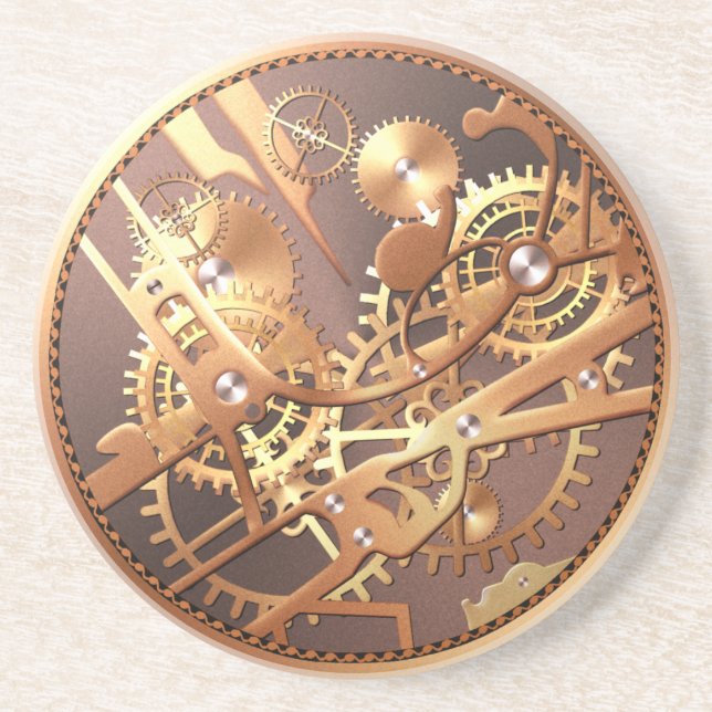 steampunk watch gears sandstone coaster (Front)