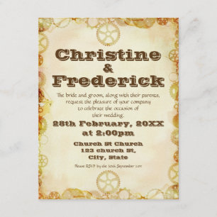 Steampunk Wedding, 4.25"x5.5" invitation