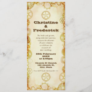 Steampunk Wedding, 4"x9.25" invitation