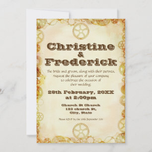 Steampunk Wedding, 5"x7" invitation