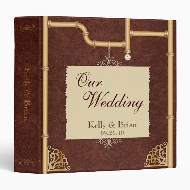 Steampunk Wedding Album or Planner 3 Ring Binder (Front/Spine)
