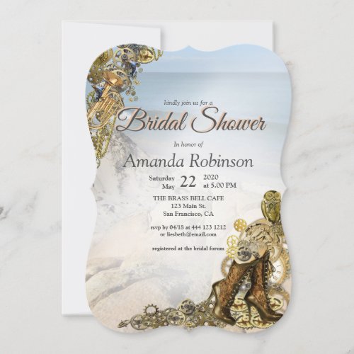 Steampunk Wedding by the Sea Bridal Shower Invitation