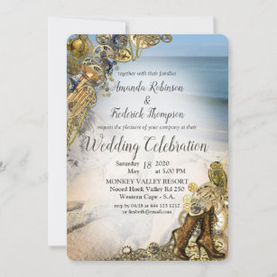 Steampunk Wedding by the Sea Invitation