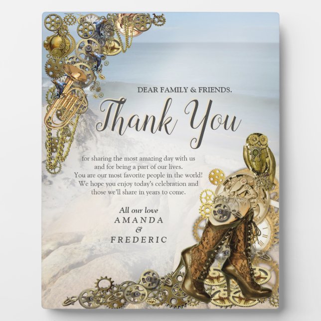 Steampunk Wedding by the Sea Plaque (Front)