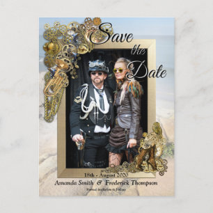 Steampunk Wedding by the Sea Save the Date Announcement Postcard