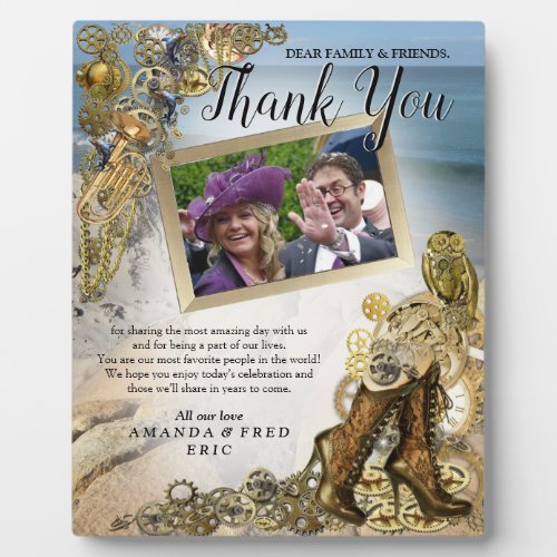 Steampunk Wedding by the Sea Thank You Plaque
