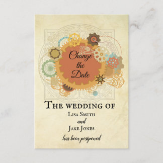 Steampunk Wedding Change the Date Industrial Invitation