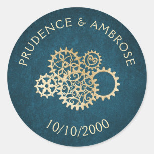 Steampunk Wedding Classic Round Sticker
