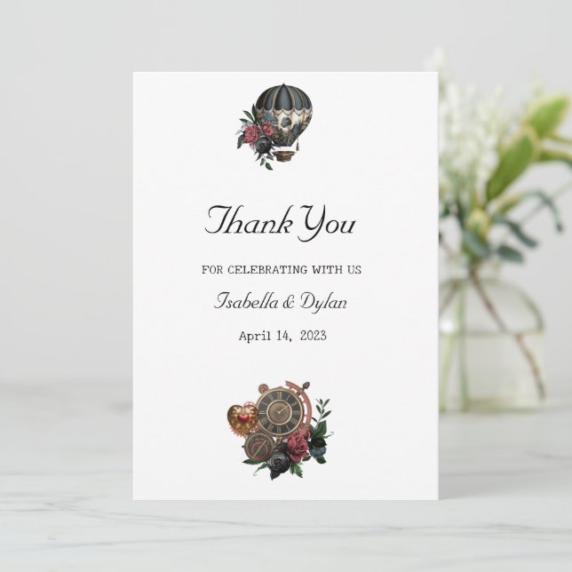 Steampunk Wedding Favor  Thank You Card (Standing Front)