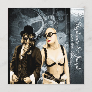 steampunk wedding invitation