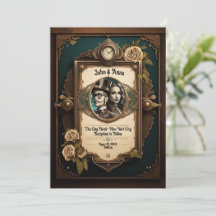 Steampunk Wedding Invitation (own photos)