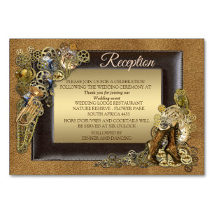 Steampunk Wedding On Suede Reception cards