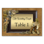 Steampunk Wedding On Suede Table cards