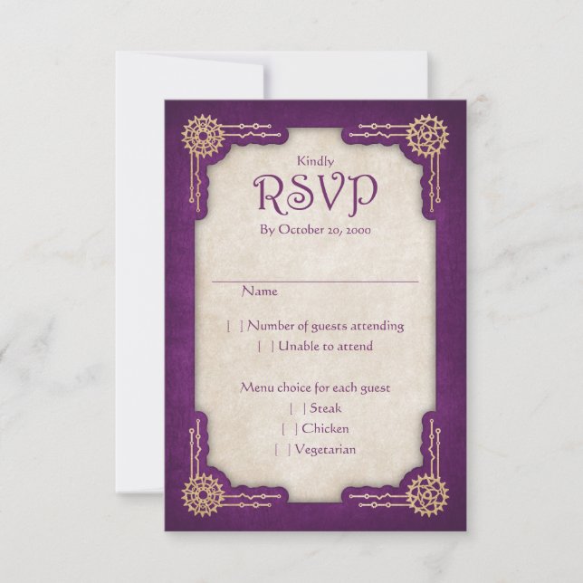 Steampunk Wedding RSVP Card (Front)
