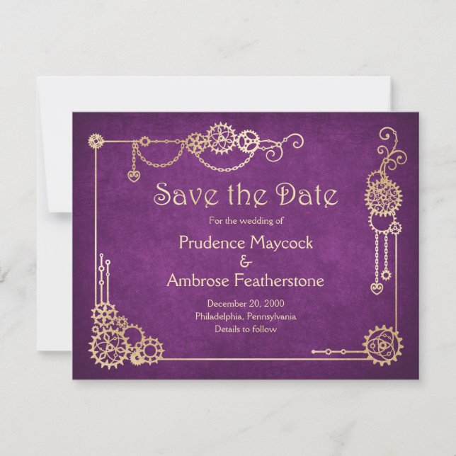 Steampunk Wedding Save The Date (Front)
