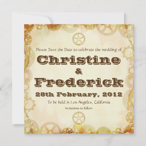Steampunk Wedding save the date announcement