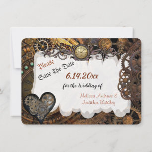 Steampunk Wedding Save the Date Holiday Card
