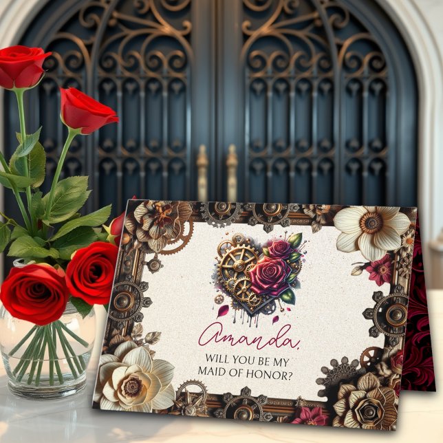 Steampunk  Wedding | Will You Be my Maid of Honor Card (Creator Uploaded)