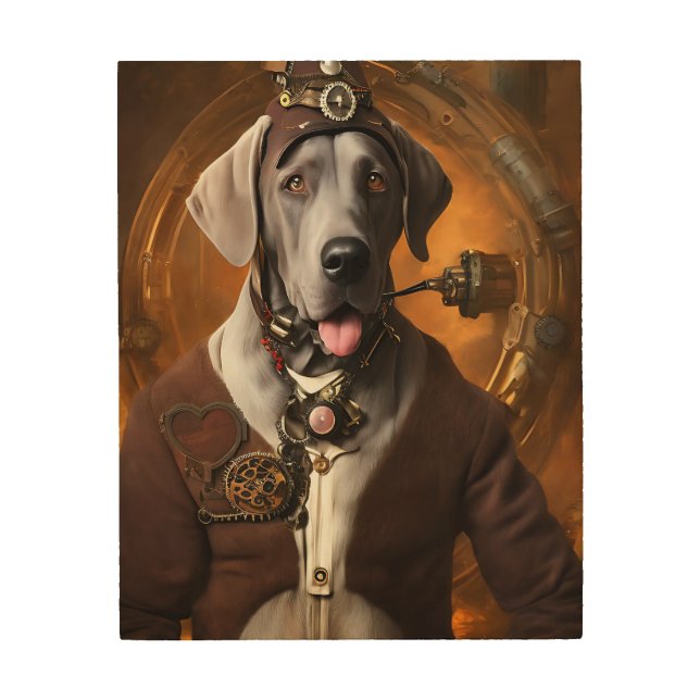 Steampunk Weimaraner Wood Wall Art (Front)