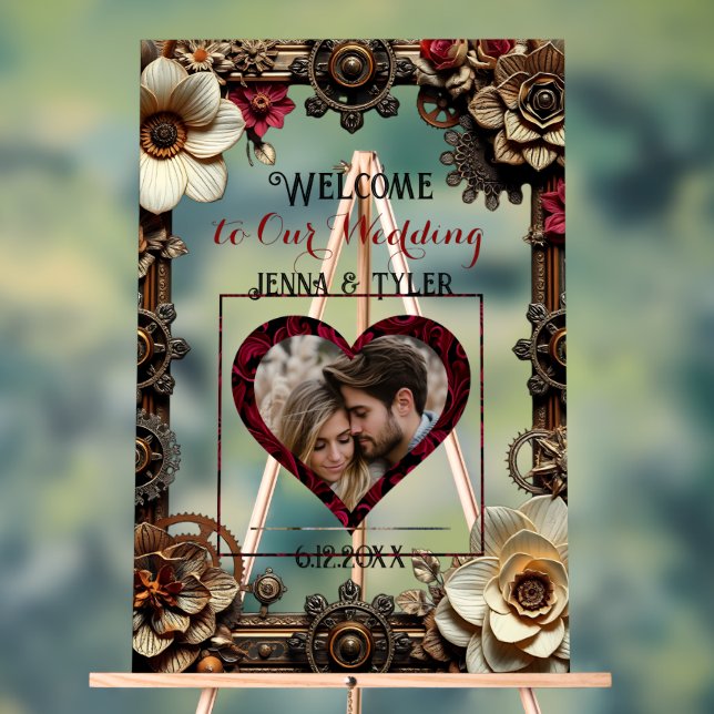 Steampunk Welcome to our Wedding Personalized Acrylic Sign (Neutral)